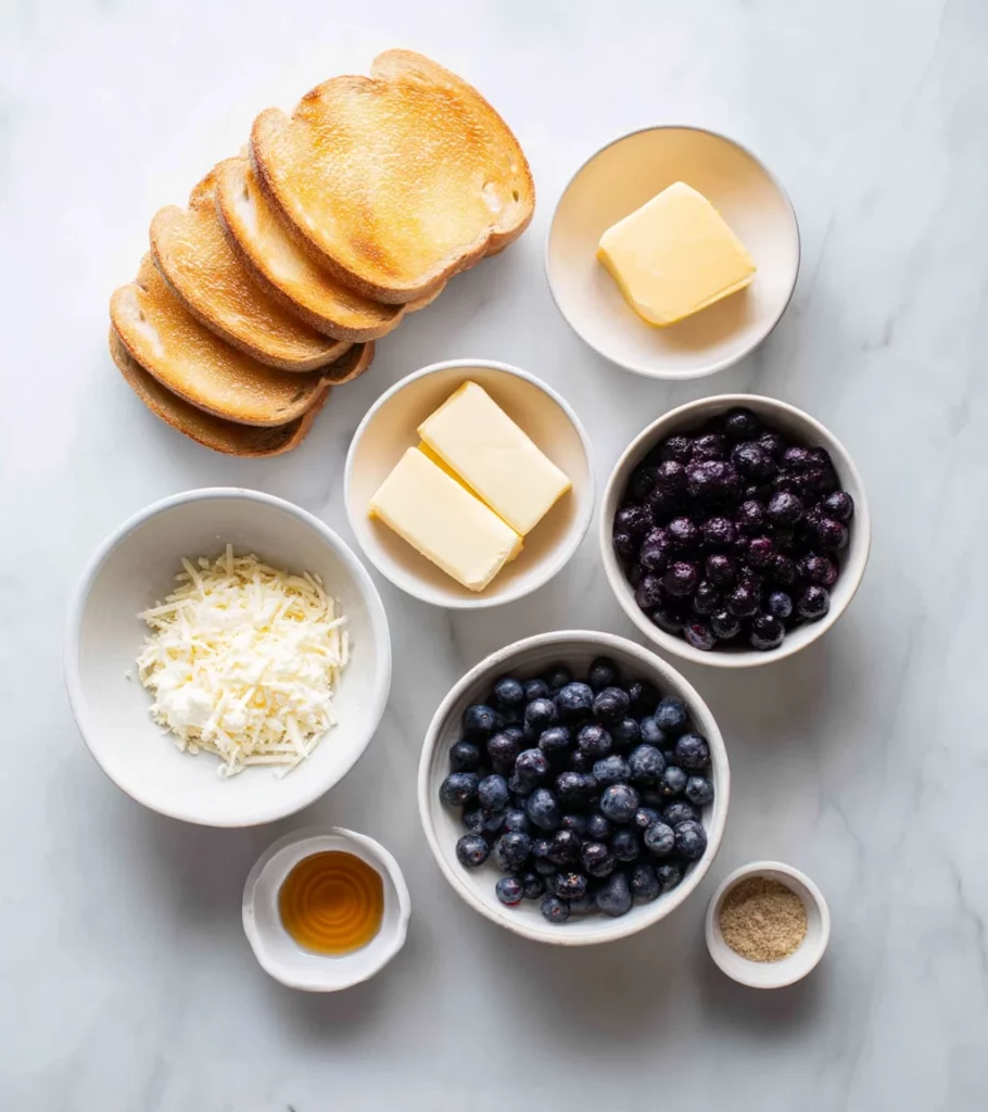 Blueberry Grilled Cheese ingredients by Pearl recipes.