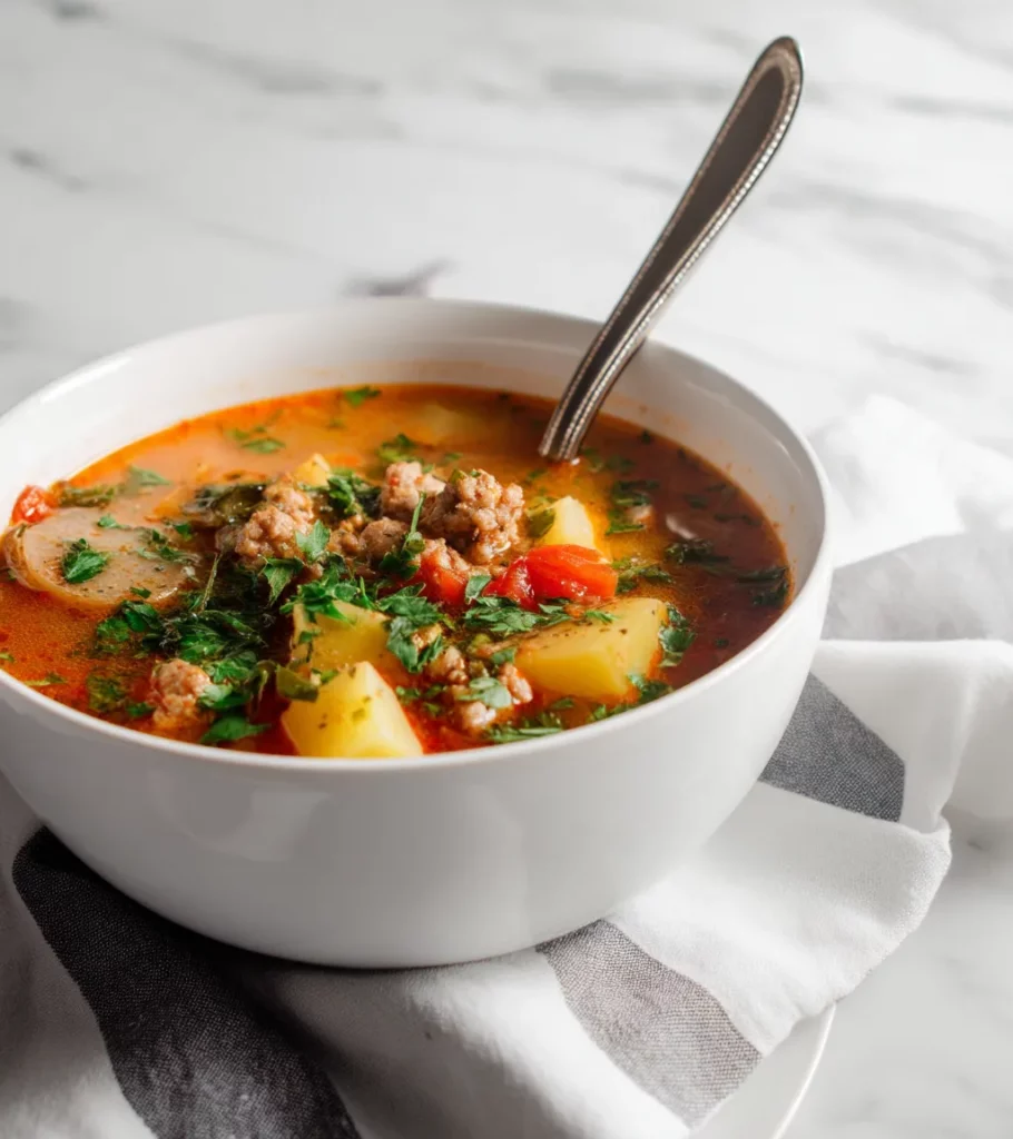 Italian Sausage and Potato Soup recipe by Pearl recipes 3