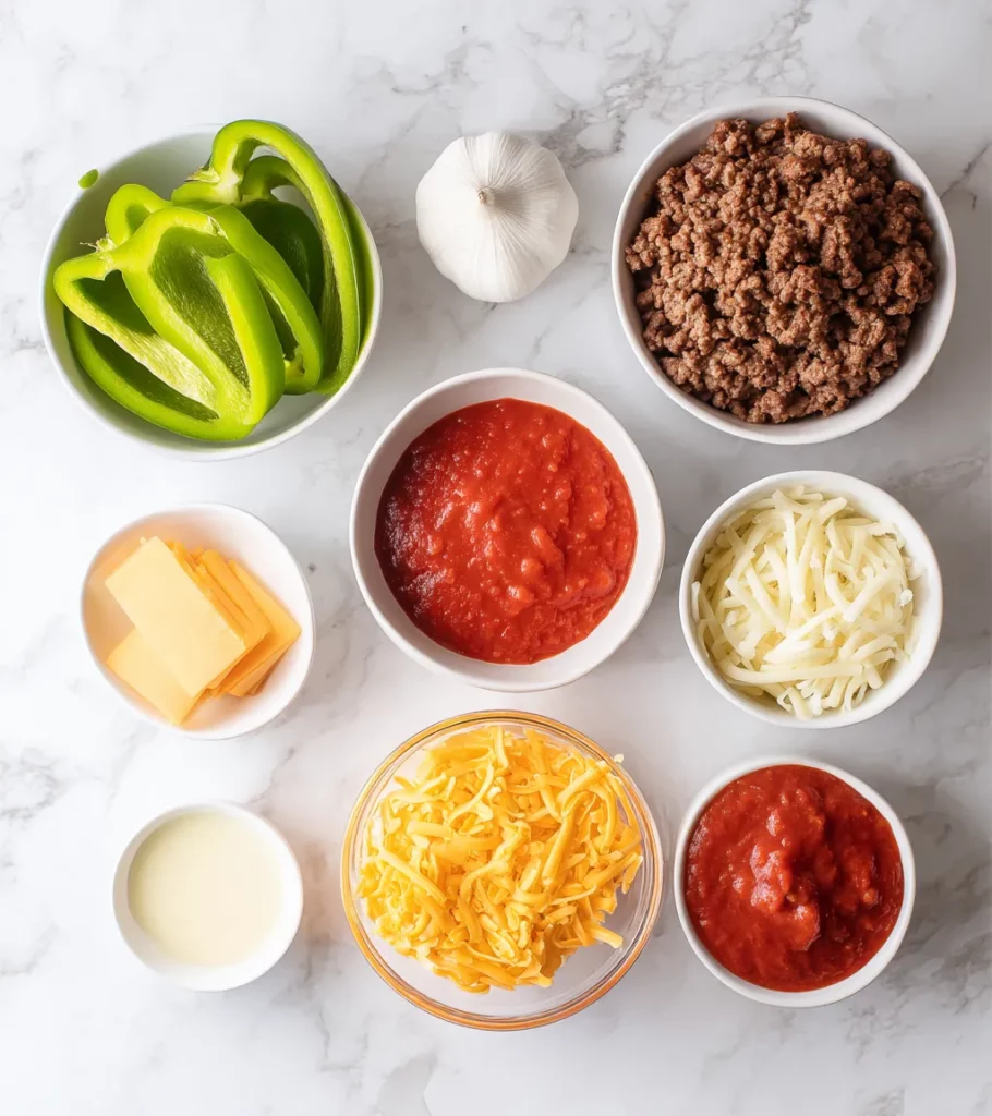Sloppy Joe Garlic Bread ingredients by Pearl recipes