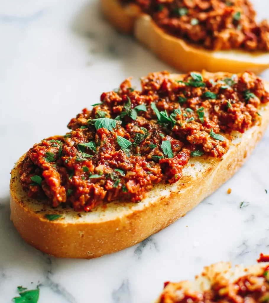 Sloppy Joe Garlic Bread recipe by Pearl recipes Main