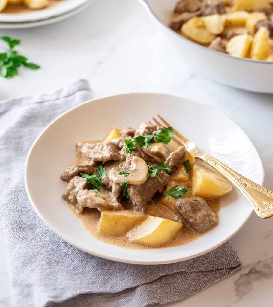 Beef Stroganoff with Potatoes recipe by Pearl recipes. 3