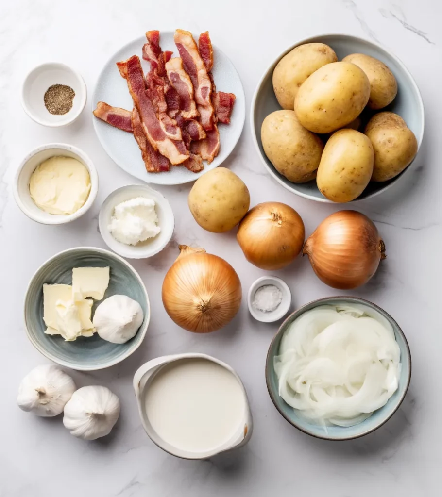 Creamy Potato and Bacon Soup ingredients by Pearl recipes
