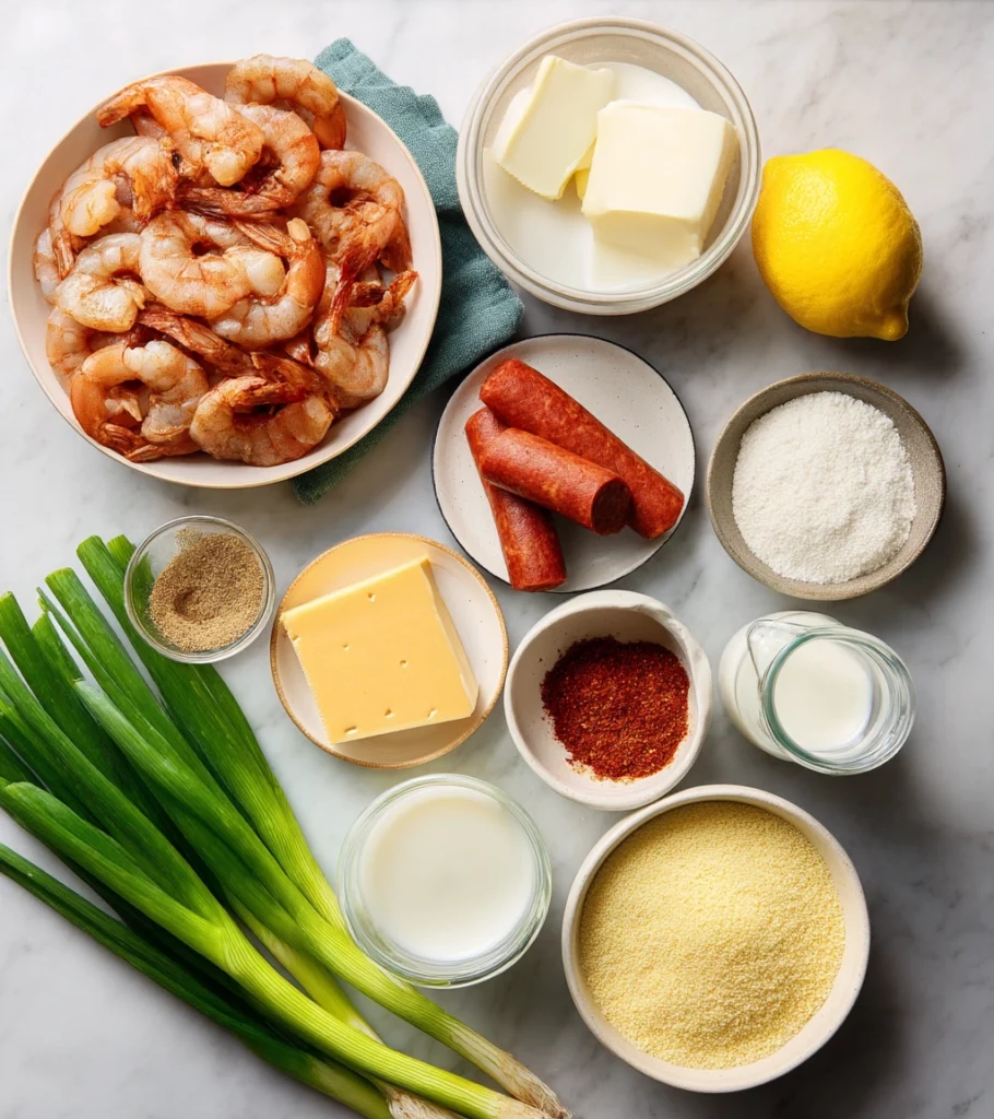 New Orleans Shrimp and Grits Recipe ingredients by Pearl recipes.
