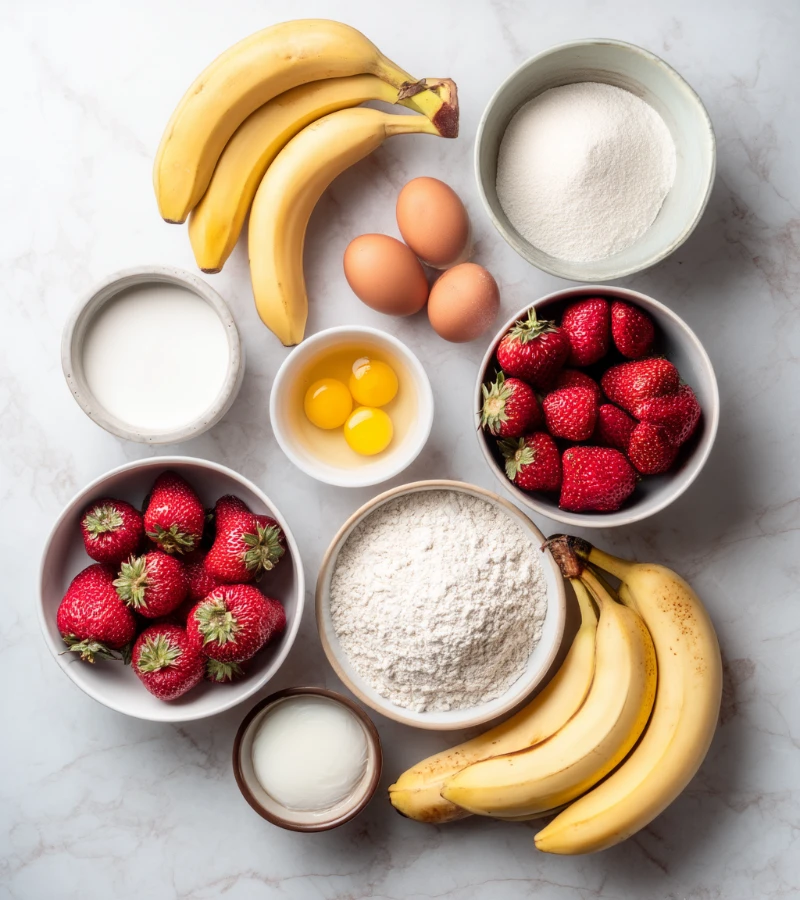 Strawberry Banana Muffin Recipe ingredients by Pearl recipes_converted
