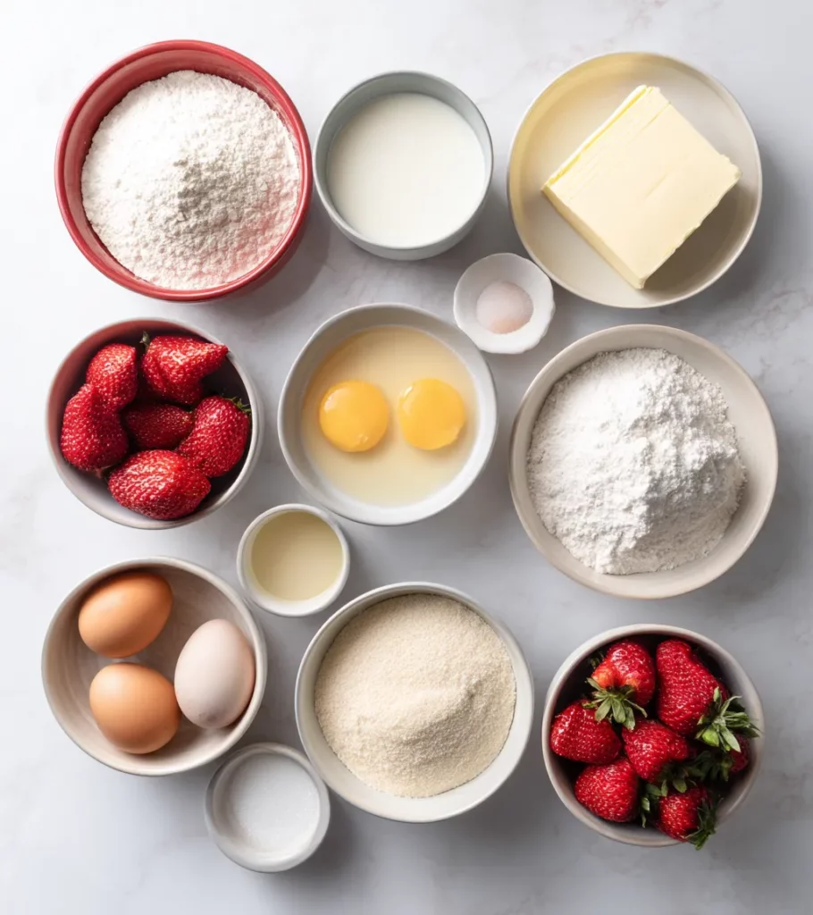 Strawberry Rhubarb Muffin Recipe ingredients by Pearl recipes